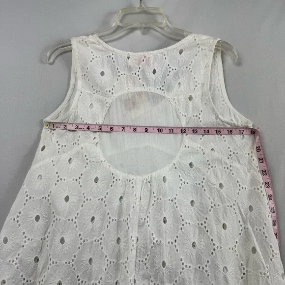 Platinum Tunic Top Womens Small Medium White Eyelet Embroidery Lagenlook NEW - Picture 9 of 12